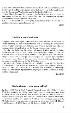 Jubiläum und Geschenke?