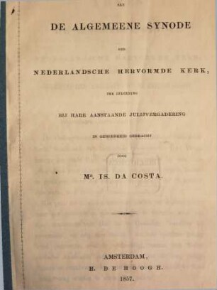 Twec adressen xann de algemcene synode der Nederlandsche hervormde Kerk