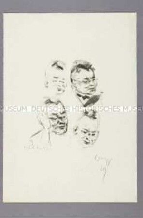 4 Porträts des Schriftstellers Karl Kraus