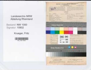 Entnazifizierung Fritz Krueger, geb. 10.01.1885 (Verw.Direktor)