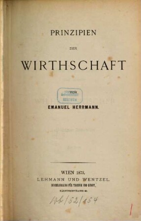 Prinzipien der Wirthschaft
