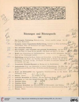Rüstungen und Rüstungsteile (Nr. 1-159)