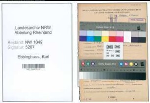 Entnazifizierung Karl Ebbinghaus , geb. 07.08.1902 (Bueroangestellter)