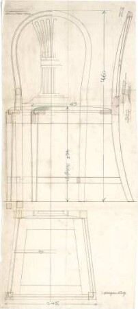 Littmann, Max; Bocksberg; Hofgut, Landhaus - Stuhl im Speisezimmer (Schnitte)