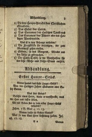 Erstes Haupt-Stück: Von den Heiligen Zehen Geboten oder Gesetz Gottes