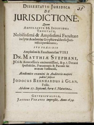 Dissertatio Iuridica De Iurisdictione