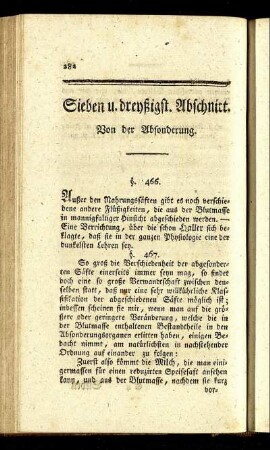 Sieben u. dreyßigst. Abschnitt. Von der Absonderung