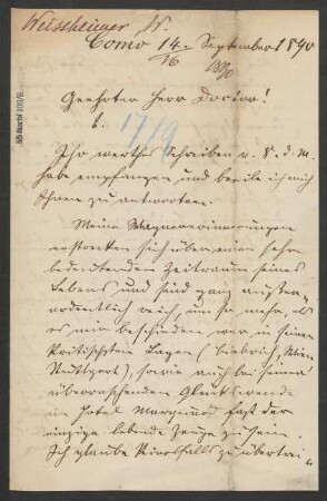 Brief an Ludwig Strecker  an B. Schott's Söhne : 14.09.1890