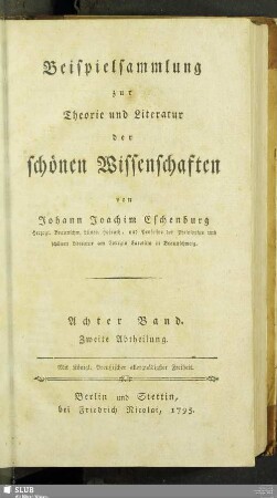 8,2: Beispielsammlung zur Theorie und Literatur der schönen Wissenschaften