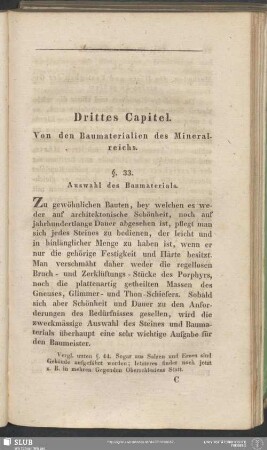 Drittes Capitel. Von den Baumaterialien des Mineralreichs