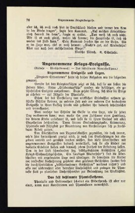 76, Ausgenommene Kriegs-Ereignisse
