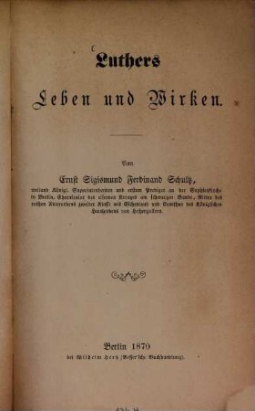 Luthers Leben und Wirken