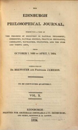 The Edinburgh philosophical journal. 10 = No. 19/20. 1823/24