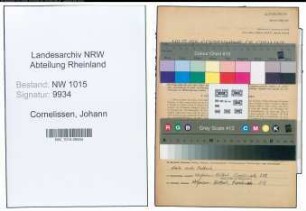Entnazifizierung Johann Cornelissen , geb. 12.06.1901 ()