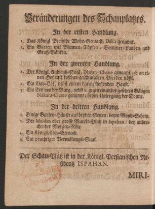 Veränderungen des Schauplatzes