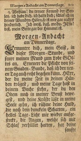 Morgen-Andacht am Donnerstage.