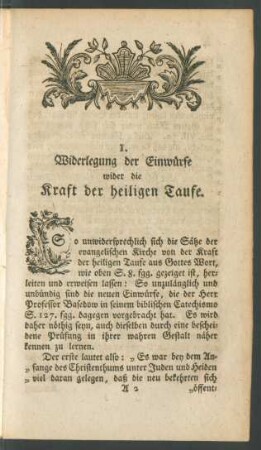 1. Widerlegung der Einwürfe wider die Kraft der heiligen Taufe