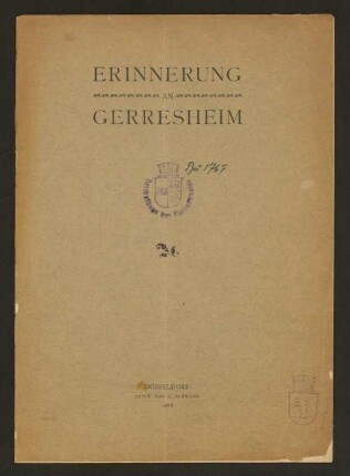 Erinnerung an Gerresheim