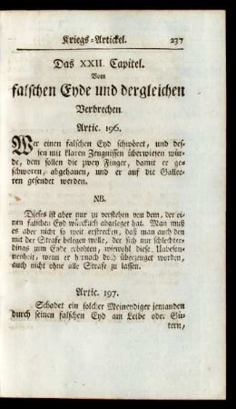 Das XXII. Capitel. Vom falschen Eyde und dergleichen Verbrechen