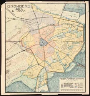 Bebauungsplan für Grünberg: Zonenplan Bauklassen 1:5000 (auf Flurkarte der Stadtmessung Grünberg)