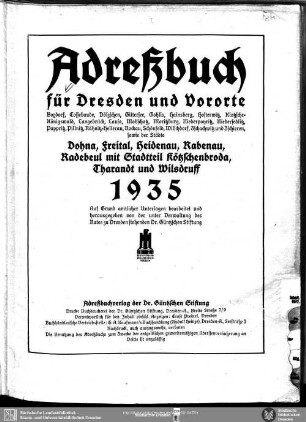 1935: Adreßbuch für Dresden und Vororte