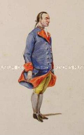 Mann im blauen Justaucorps mit roten Aufschlägen - Tafel aus Franceschini/Kostümbilder (Kassette 2)