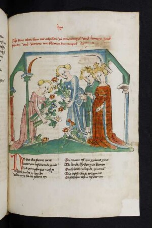 Frau Thetis und Achill begegnen Deidamia und einer anderen Frau in einem Tempel