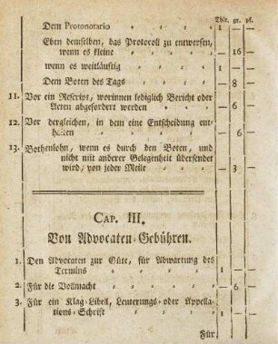 Cap. III. Von Advocaten-Gebühren