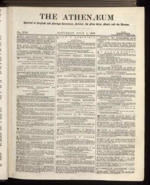 THE ATHENAEUM Journal of English and foreign Literature, Science, the fine Arts, Music and the Drama.