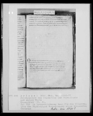 Ms 11166-77, Psychomachie des Prudentius und Physiologus und andere Texte, fol. 152, Physiologos: Vorzeichnung für einen thronenden Christus