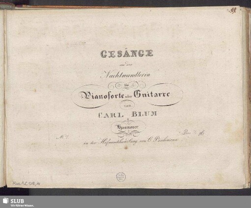No. 7: Gesänge aus der Nachtwandlerin für Pianoforte oder Guitarre