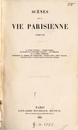 Oeuvres complètes de H. de Balzac, 11. La comédie humaine; 1: Etudes de moeurs; 3: Scènes de la vie parisienne; 3