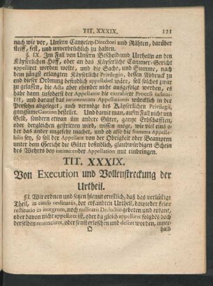Tit. XXXIX. Von Execution und Vollenstreckung der Urtheil.