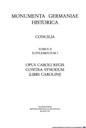 Opus Caroli regis contra synodum : (libri Carolini)