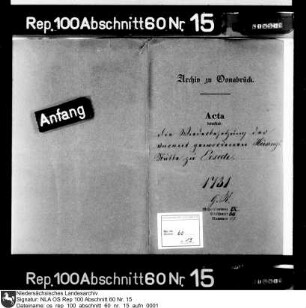 Wiederbesetzung der vakant gewordenen Hüsings Stätte zu Oesede