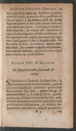Caput XXI. & Ultimum.