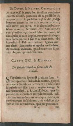 Caput XXI. & Ultimum.