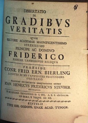 Dissertatio de gradibus veritatis