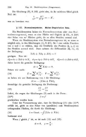 § 144. Malus-Dupin'scher Satz.