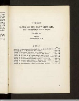 V. Abschnitt - 11. Januar 1915 bis 7. Nov. 1916