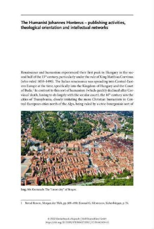The Humanist Johannes Honterus – publishing activities, theological orientation and intellectual networks