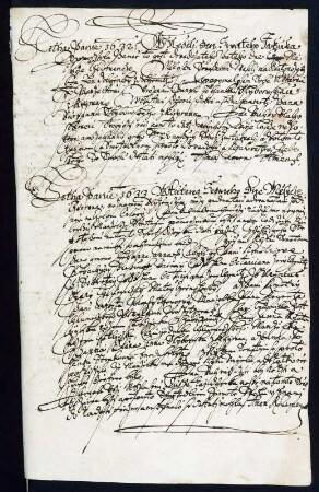 Biblia.522, Vorderseite mit Autograph : Biblia. Eingeklebtes Schriftstück zwischen letzter Druckseite und Hinterdeckel. Vorderseite mit Autograph von 1633. Blattgröße 29,3 x ca. 18,2 cm. Dresden: SLUB Biblia.522