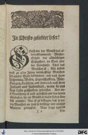 In Christo geliebter Leser!