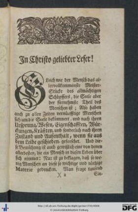 In Christo geliebter Leser!