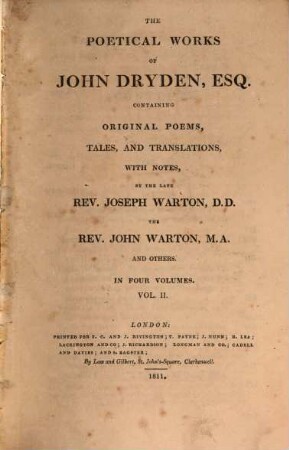 The poetical works of John Dryden : containing original poems, tales, and translations, with notes. 2