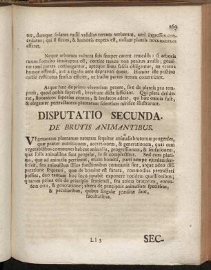 Disputatio Secunda. De Brutis Animantibus.