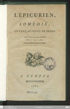 L' Épicurien : comédie, en cinq actes et en prose