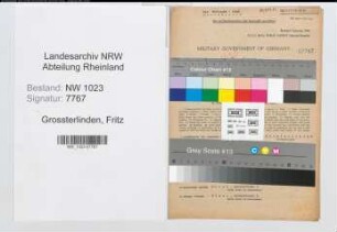 Entnazifizierung Fritz Grossterlinden , geb. 26.12.1907 (Elektriker)