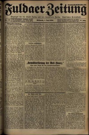Erste Ausgabe vom Mittwoch, den 04. Juni 1930.