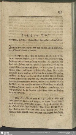 Funfzehender Brief. Aepfelsäure, Holzsäure, Benzoesäure, Gallussäure, Kampfesäure